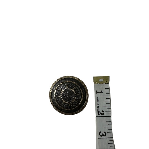 Signed 925 Mex Taxco Eagle 13 Heavy Aztec Mayan Calendar Domed Brooch Pendant - Picture 10 of 16